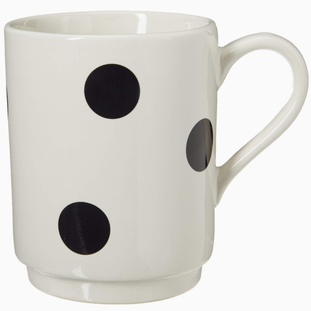Kate Spade Lenox New York Deco Dot Coffee Mug 4” Tall White & Black - Picture 2 of 7